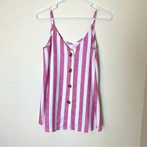 Summer tank top pink white stripes, women’s